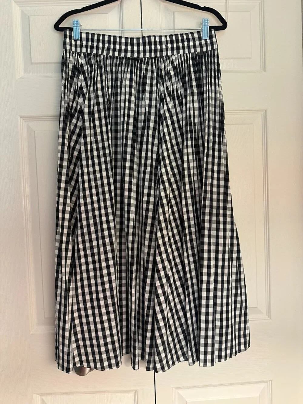 J.Crew Gwyneth Pleated Skirt in Gingham Black and White Sz M